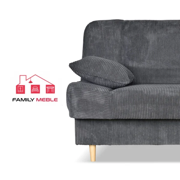 Kanapa sofa Belito rozkładana pojemnik f spania bonell ciemno szara sztruks
