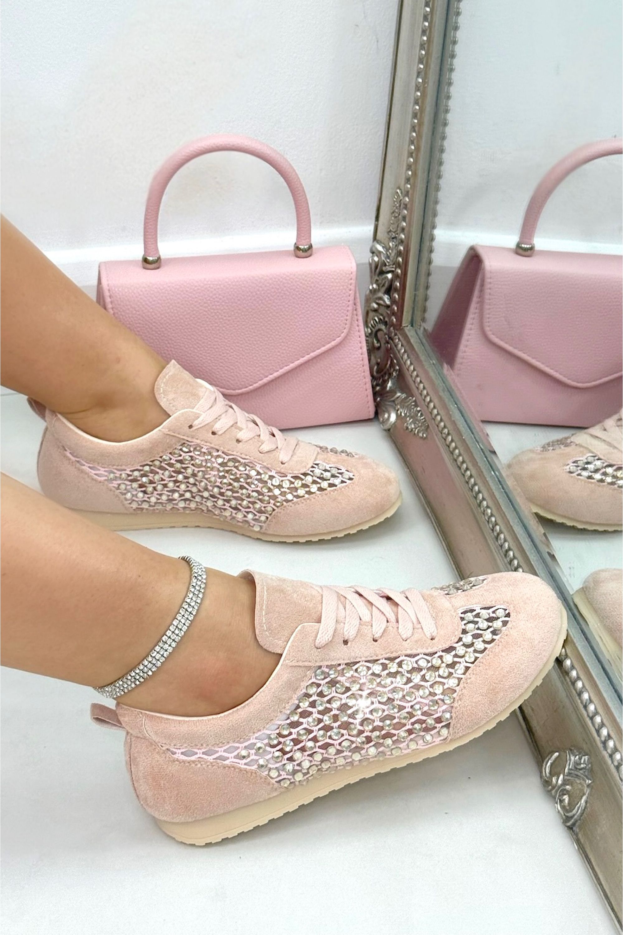 Love Lemonade Crystal Contour Sparkly Panel Trainers