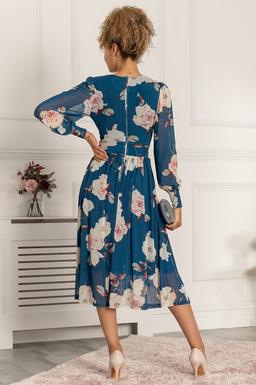 Jolie Moi Maaike Long Sleeve Mesh Dress