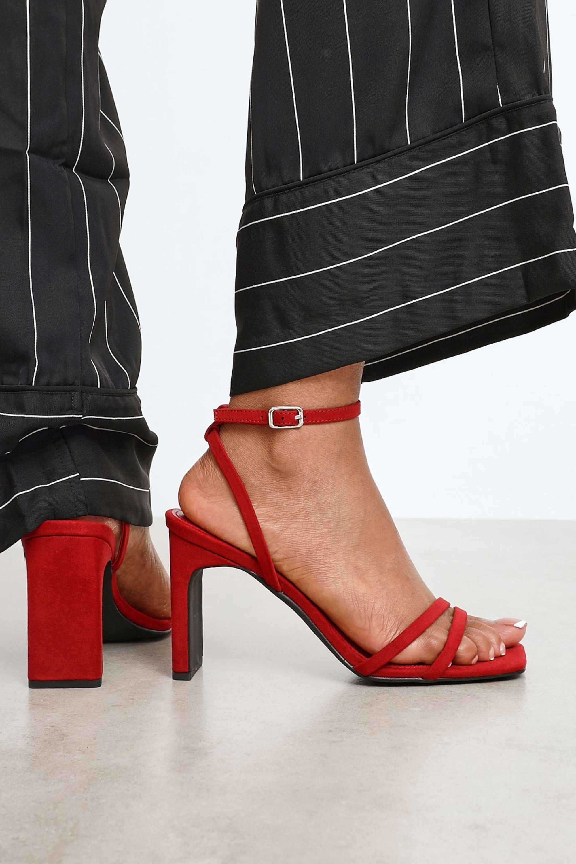 Linzi Gesture Burgundy Faux Suede Strappy High Heel
