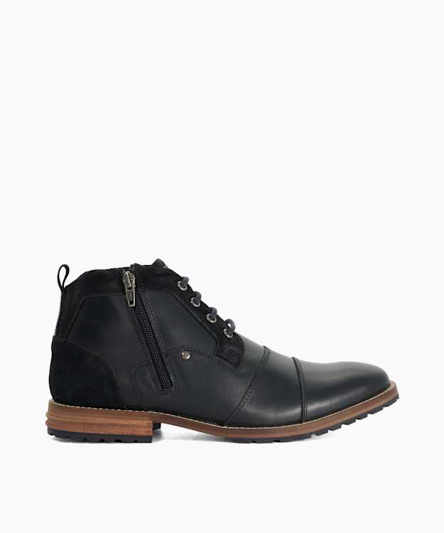 Cappa Black - Leather Lace-Up Ankle Boots