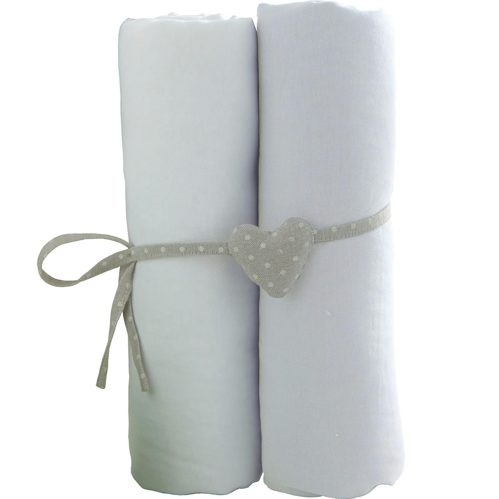 - Lot de 2 draps housses bébé en coton blanc 70x140 cm