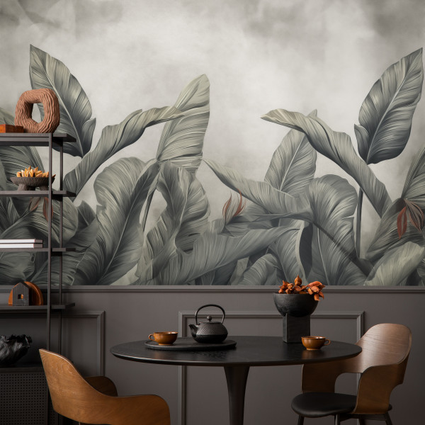 Fototapeta Ścienna Liście Bananowca Na Betonie 90x60cm
