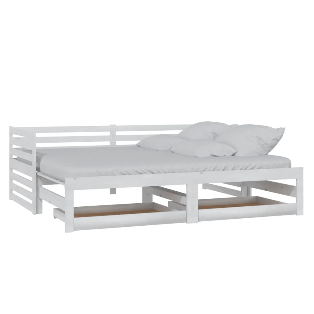 Łóżko wysuwane 2 x (90x200) cm białe lite drewno sosnowe