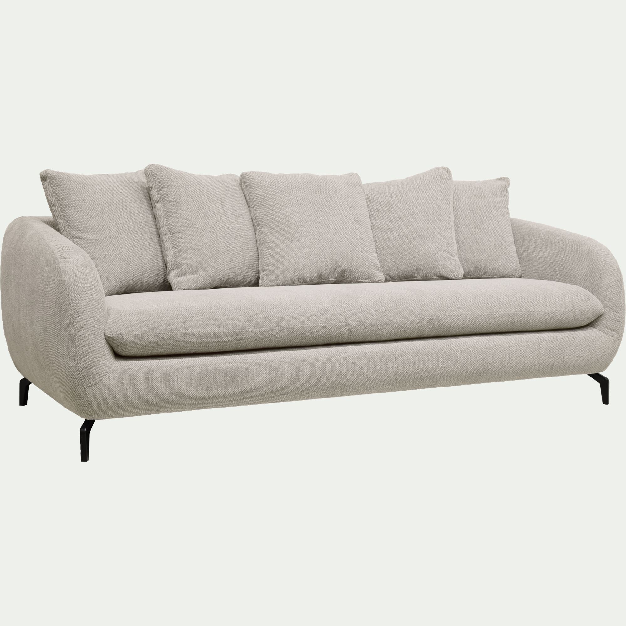 COLINE - Canapé fixe 4 places en tissu tramé piétement noir - beige roucas