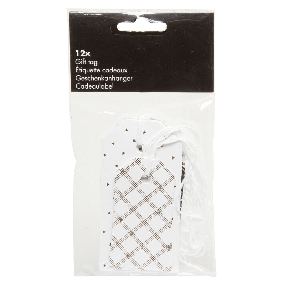 étiquette cadeau blanc et noir x 12