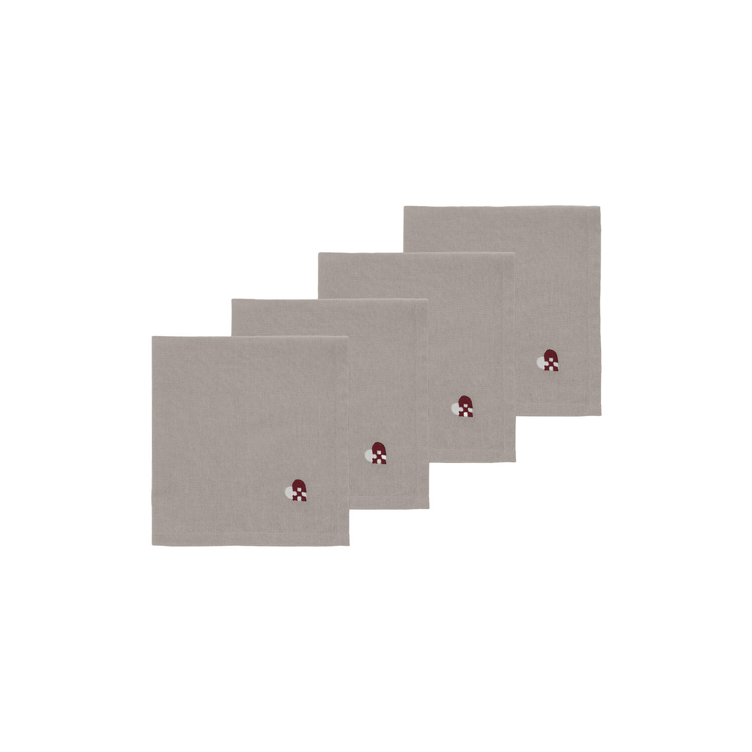 Christmas Hearts Embroidery stofservietter, dark red
