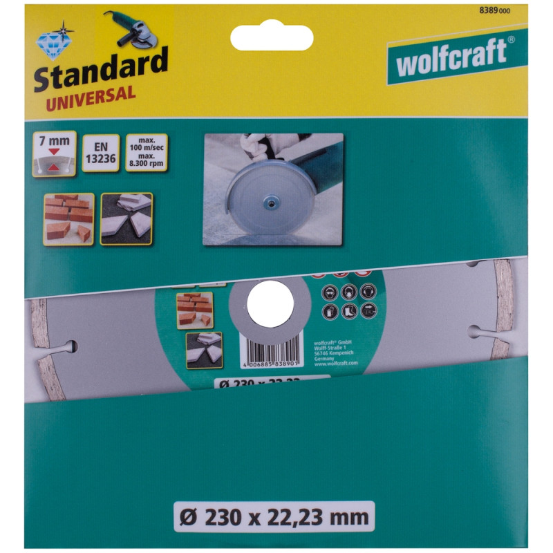 Disque à tronçonner segmenté en diamant Ø 230 mm WOLFCRAFT