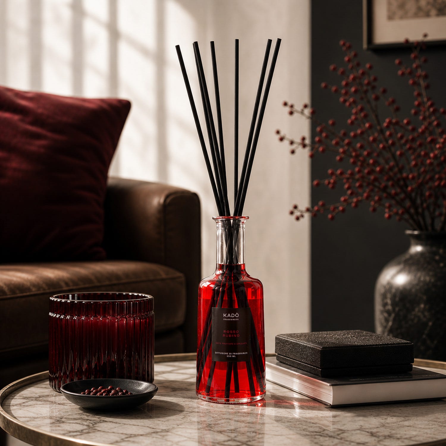 Diffusore ambiente con bastoncini 250 ml Rosso rubino