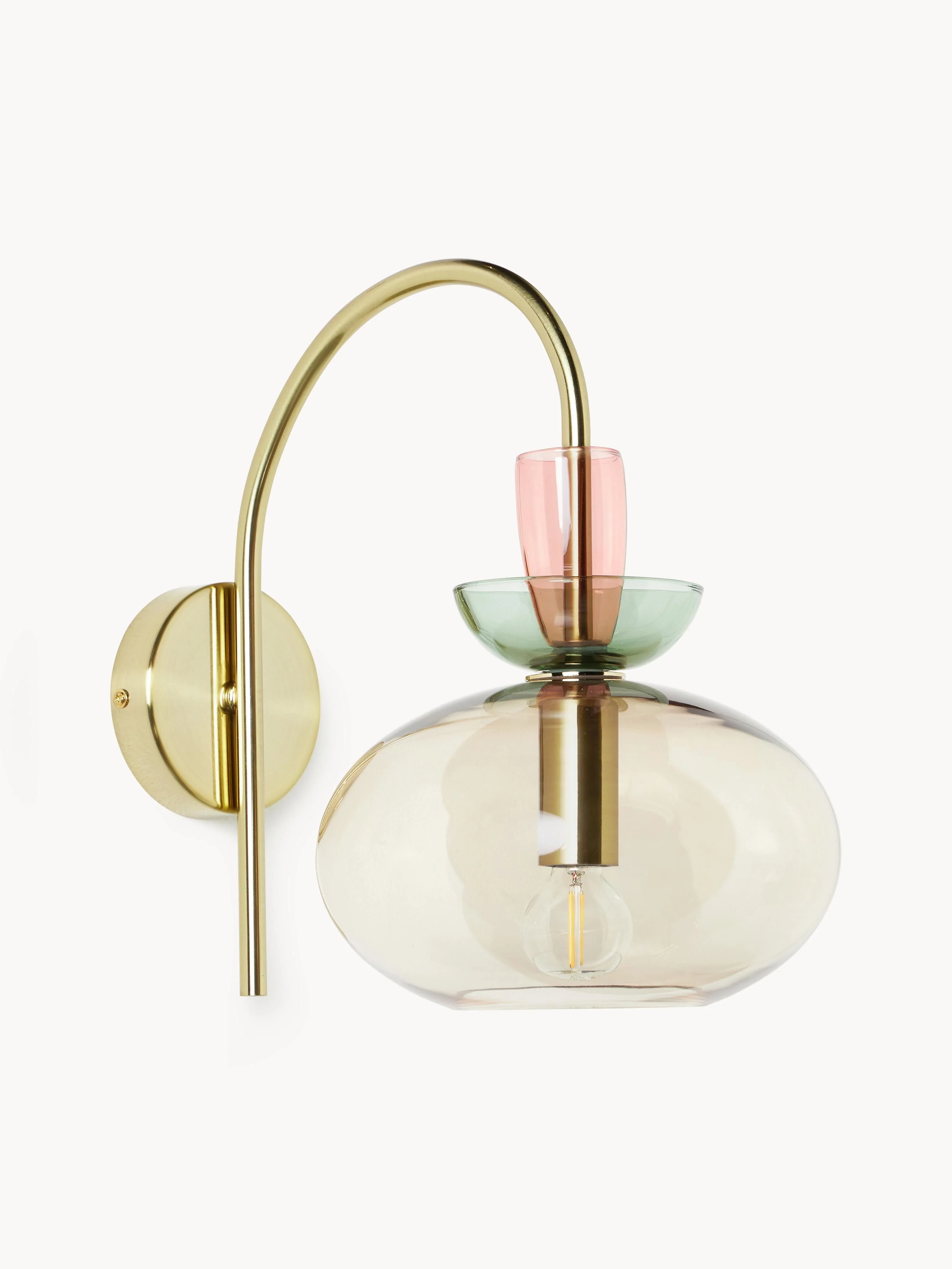 Wandleuchte Nyra aus farbigem Glas
