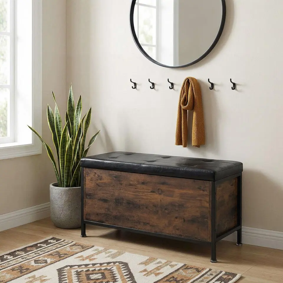 tectake Bank met opbergruimte Calico 81,5x41,5x50,5cm