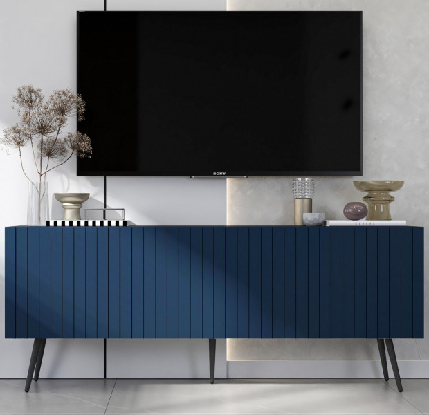 Loft Komoda RTV Glamour Szafka RTV Granatowy Mat Nogi Czarne