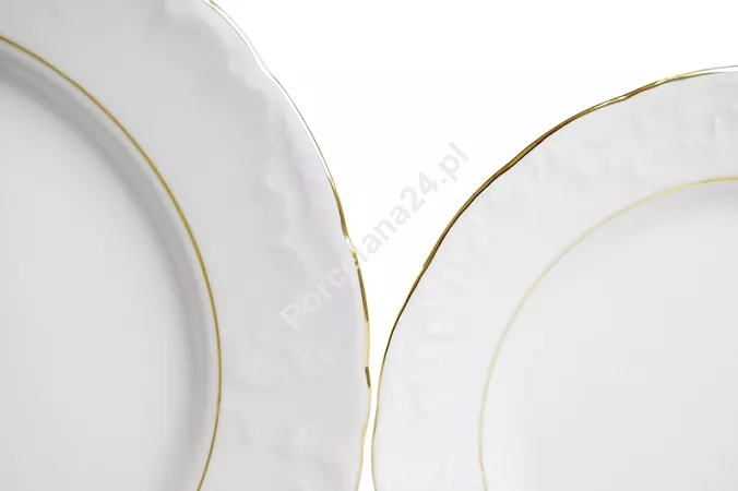Komplet talerzy na 6 osób (18el) Ćmielów - Rococo 3604 ZŁOTA LINIA