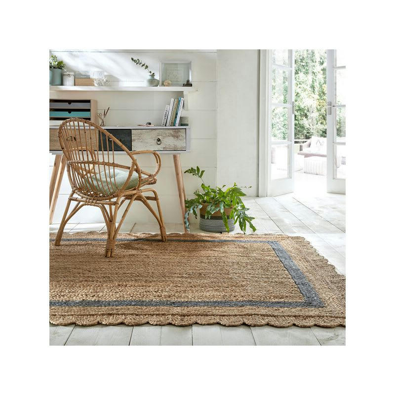 GRACE - Tapis en jute forme originale naturel et gris 120 x 170
