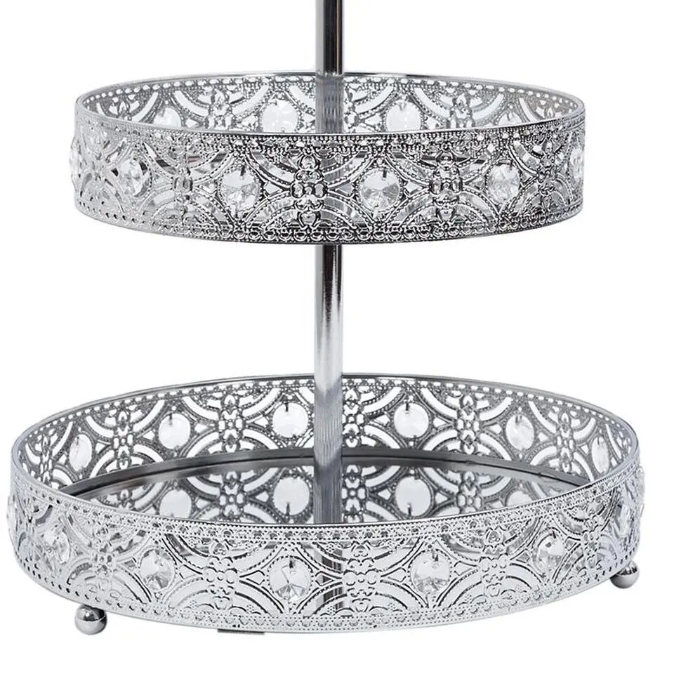 Home Deco Factory Etagere 3 laags - zilver - metaal - 25 x 46 cm