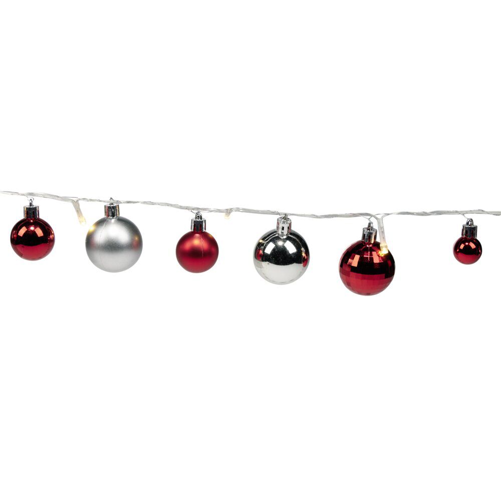 Guirlande de No&euml;l LED lumineuse boules rouge et blanche L220cm