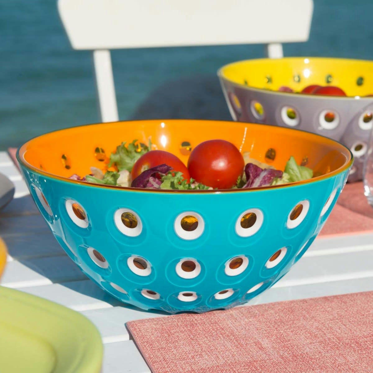 LE MURRINE - Saladier bleu turquoise et orange 20 cm
