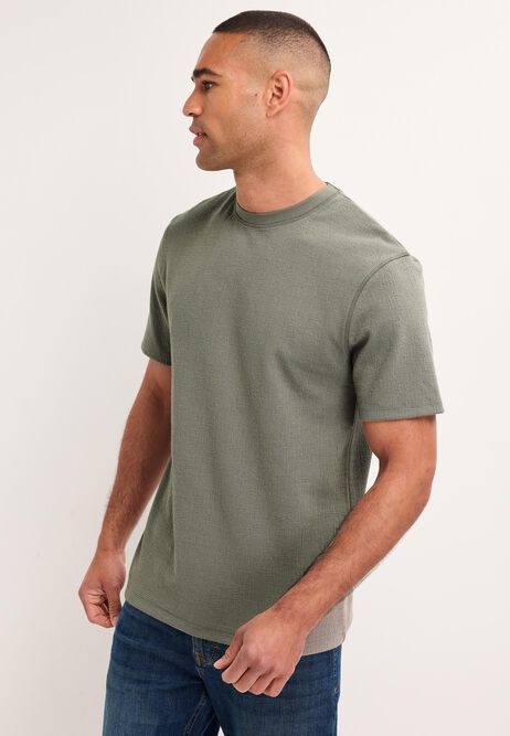 Mens Sage Textured Cotton Rich T-Shirt