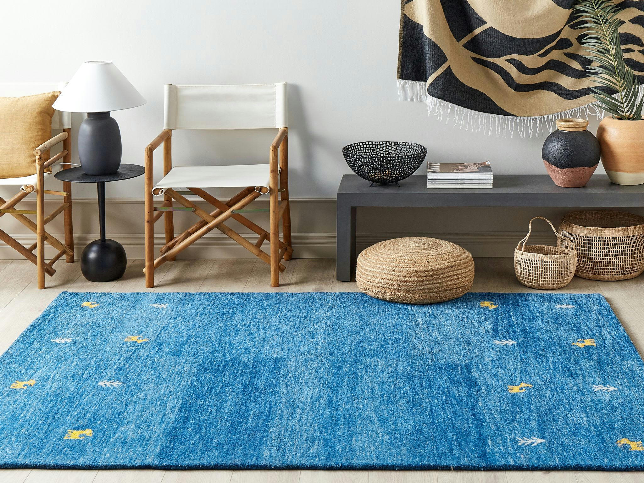 CALTI - Tapis en tissu bleu 230x160cm