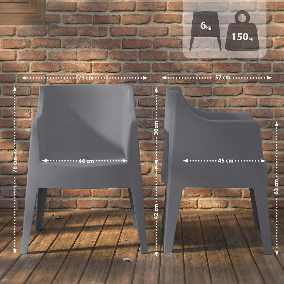 CLP Set van 4 Tuinstoel Bartal Kunststof - donkergrijs