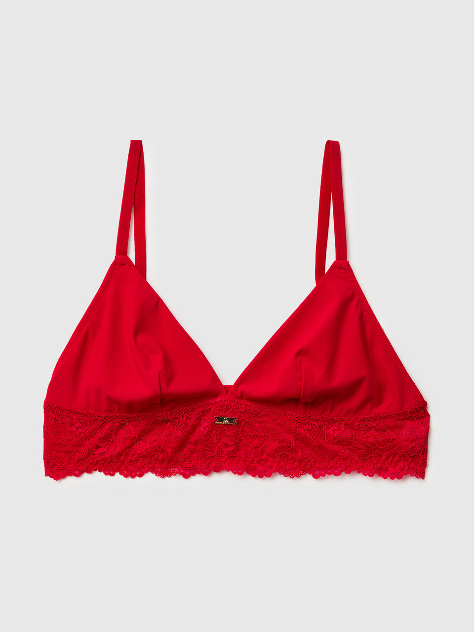 Red triangle bra with lace