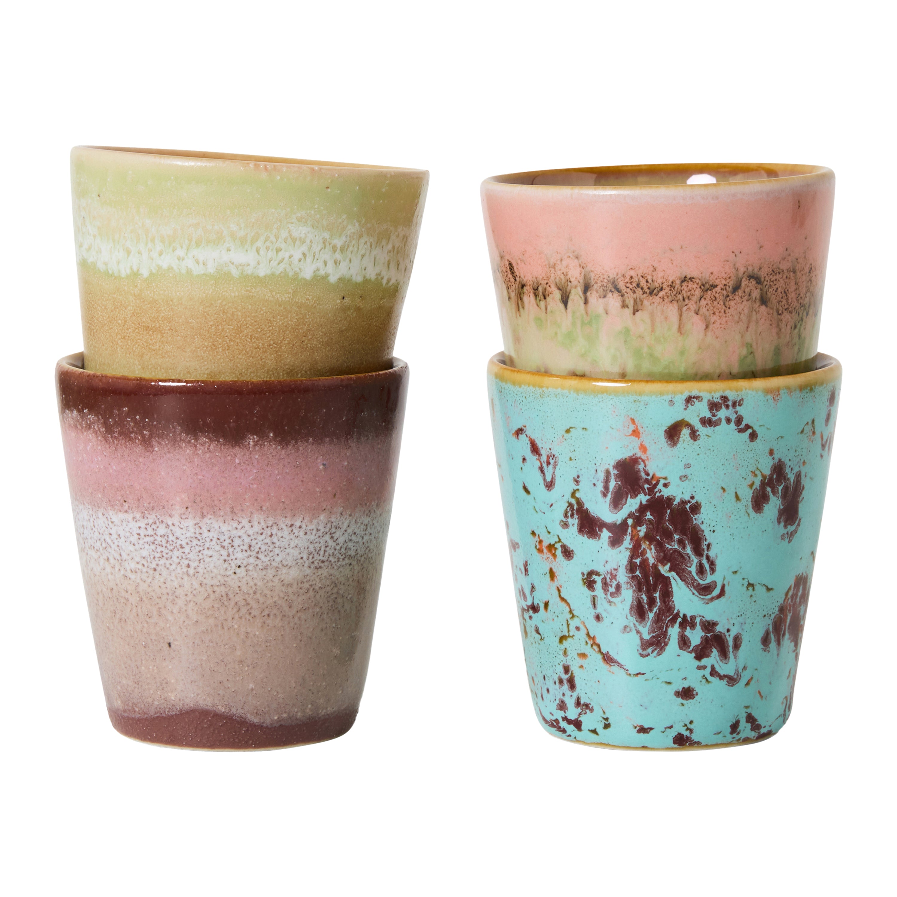 HKliving 70's Ceramics Ristrettokopje 0,1 L - Set van 4 - Futurism