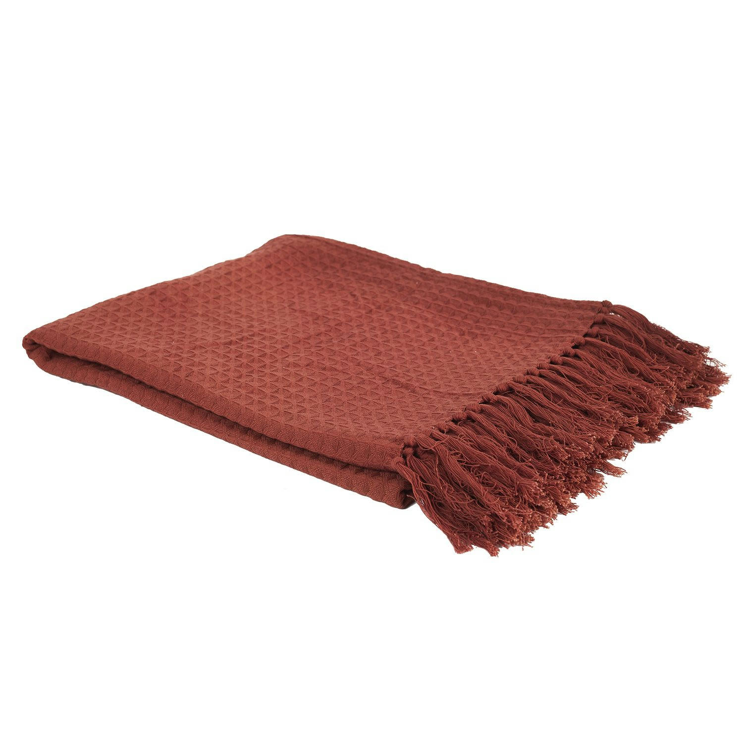 - Plaid gaufré 170 cm x 250 cm orange terracotta