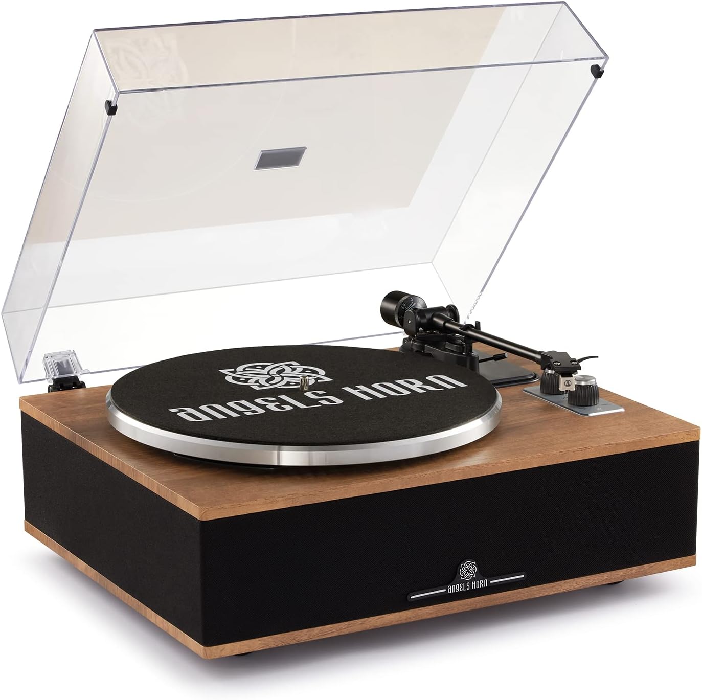 ANGELS HORN Vinyl Record Player  Bluetooth Turntable with Built in Speakers Phono Preamp  High Fidelity Turntables for Vinyl Records with Magnetic Cartridge AT-3600L  Belt Drive 2-Speed