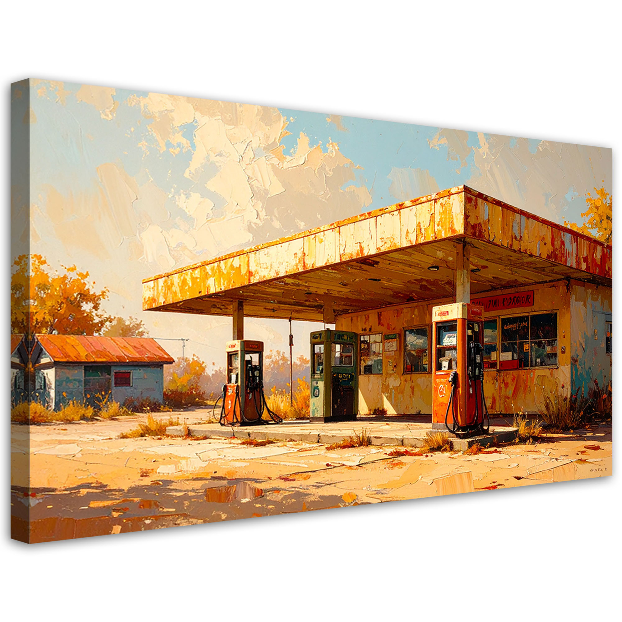 Obraz nowoczesny do garażu biura, Stacja benzynowa 80x40