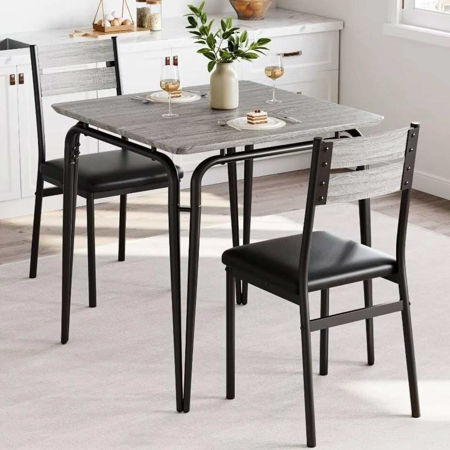 Modern Dining Table Set with 2 Chairs - N/A