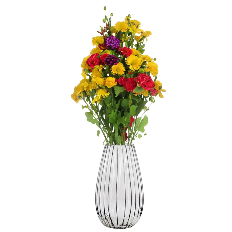 Alessandro Vaas - glas - streep - 11 x 11 x 20 cm - bloemenvaas