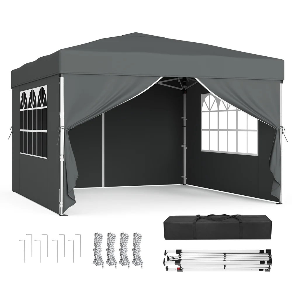 Pergola avec Toit Pliable et Parois Latérales