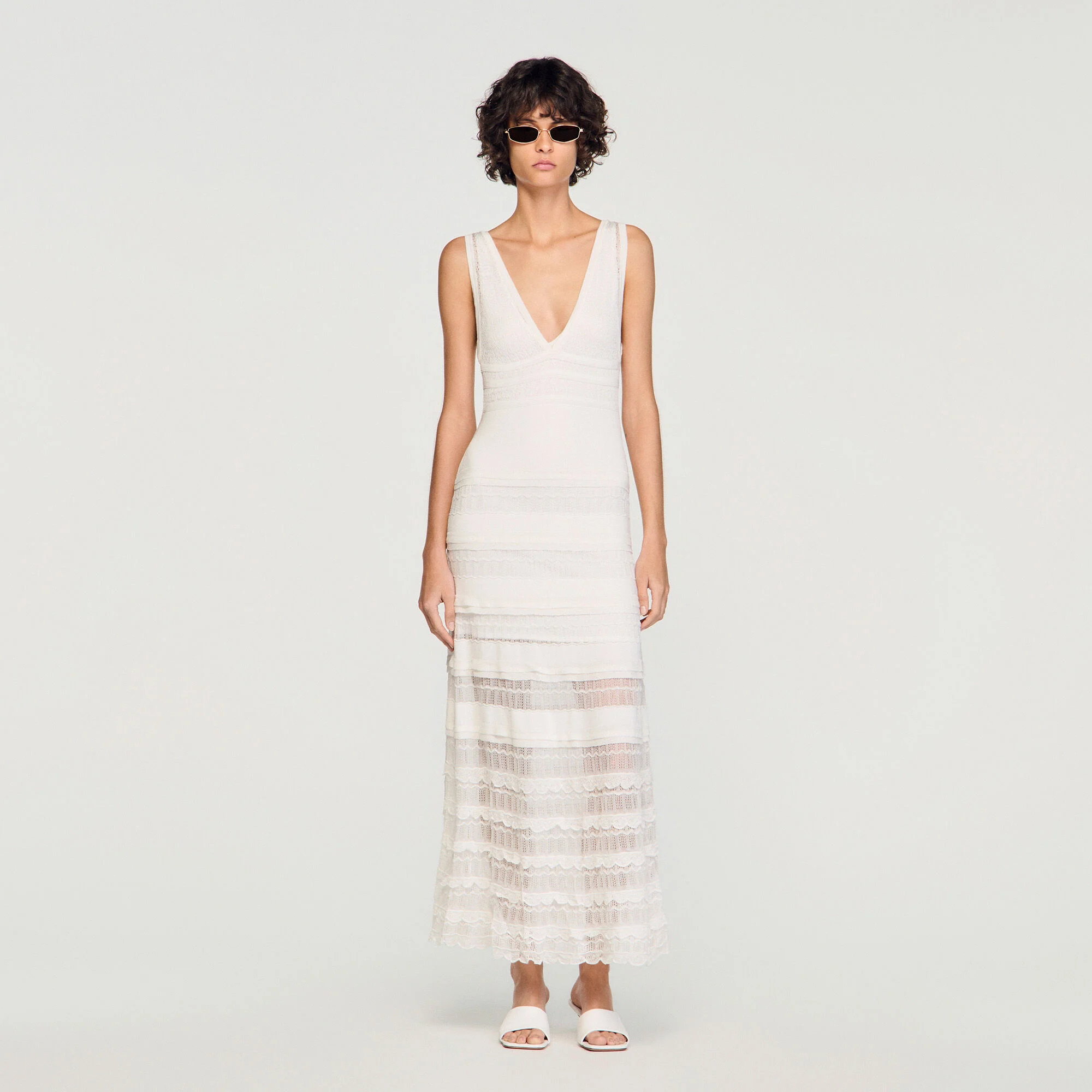 Robe longue en maille pointelle