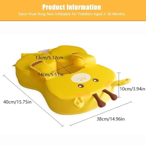 NNEOBA Baby Swim Float Non-Inflatable Buoyant Ring (Yellow)
