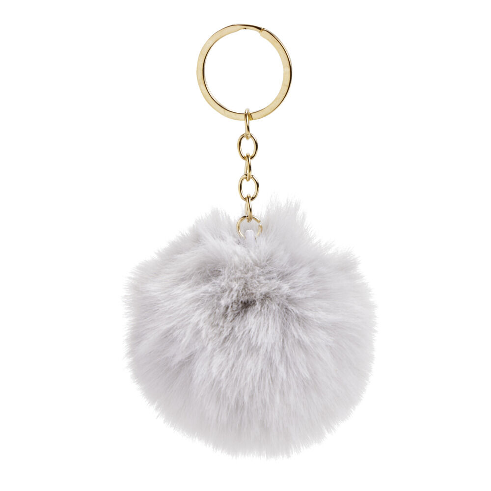 Porte-clé avec pompon doux et métal Ø8cm (3 modèles)