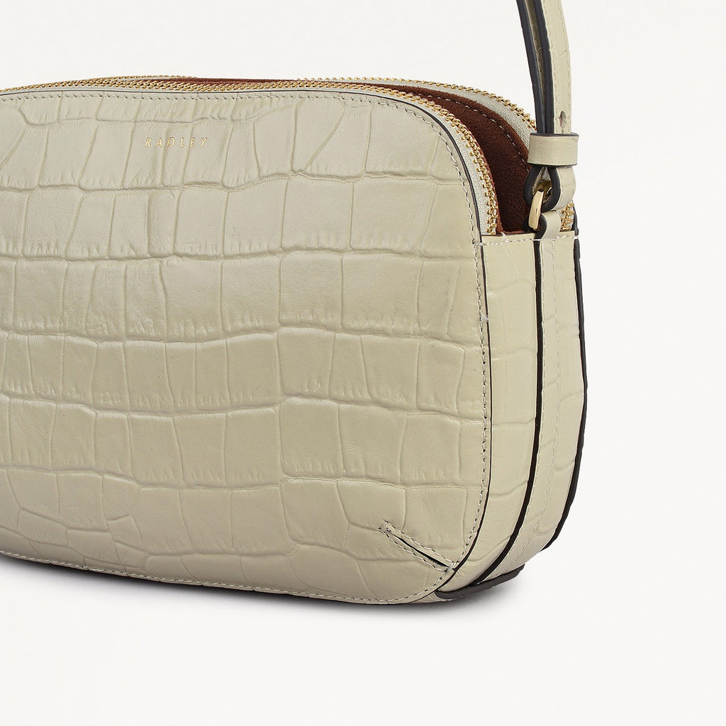 Dukes Place - Faux Croc - Medium Ziptop Cross Body Bag