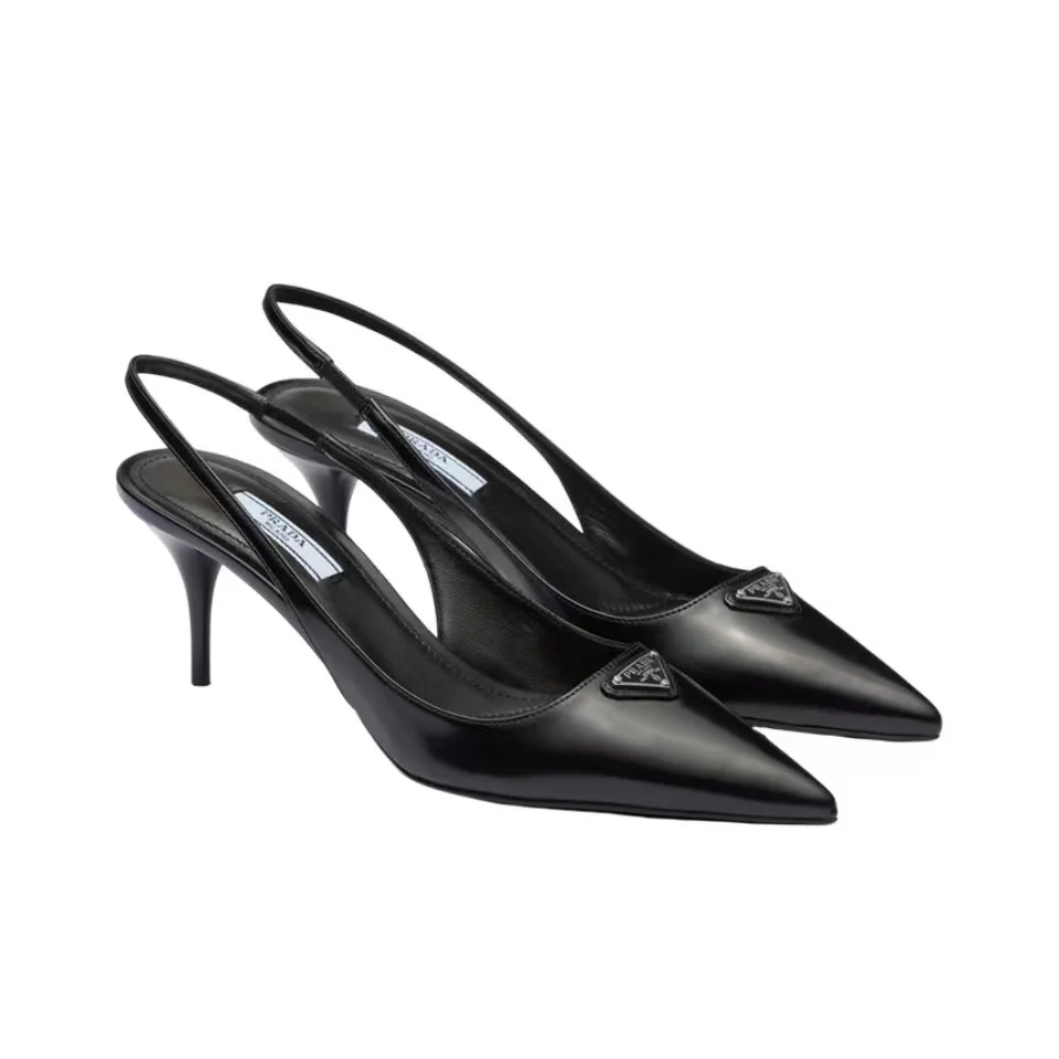 Prada  Stiletto  Bright Triangle Logo Sandals Slide