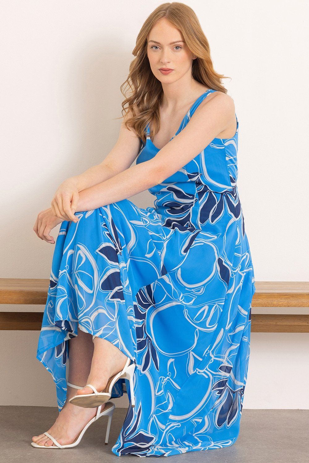 Klass. Sleeveless Printed Fit And Flare Maxi Dress