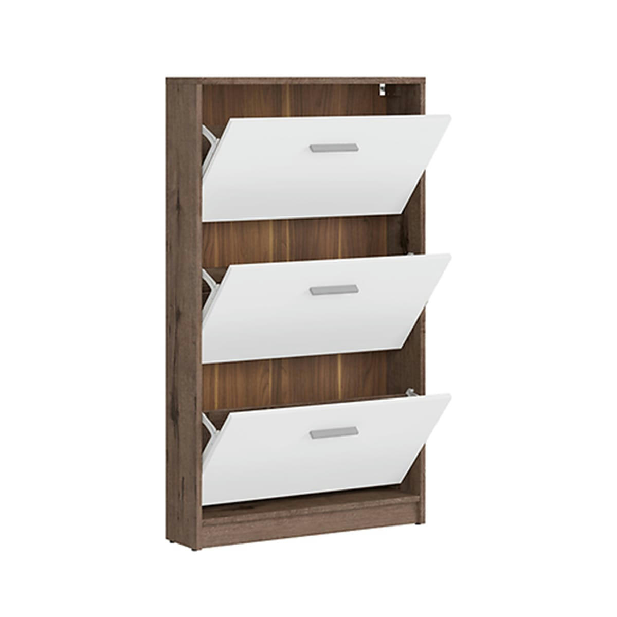 - Meuble chaussures 3 portes stratifiés naturel foncé et blanc