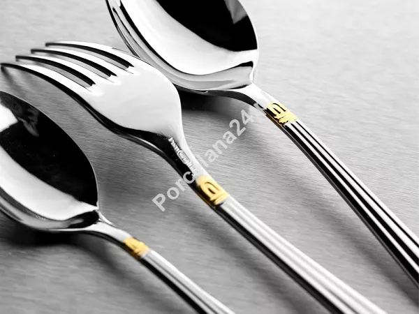 Komplet sztućców 24 cz. na 6 osób Pintinox 1929 - Bernini (3.0 mm) złocone 23.BERG.K24