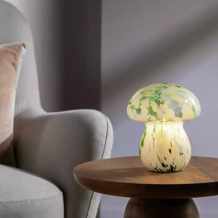 Habitat Mushroom Glass Battery Powered Table Lamp - Green
