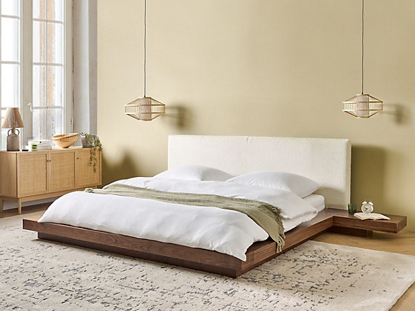 Lit avec sommier Bouclé ZEN 180 x 200 cm Frêne marron