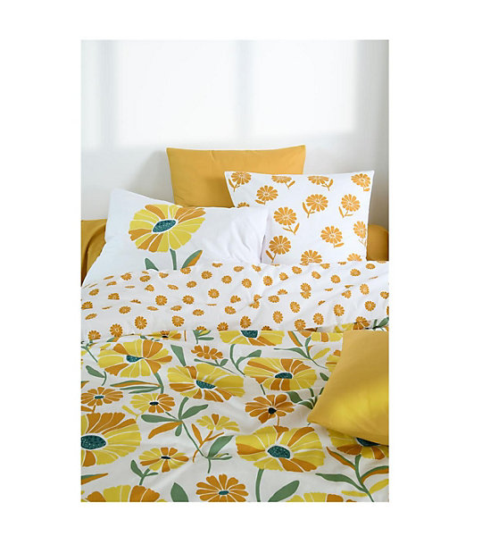 Housse de couette en percale de coton motif floral