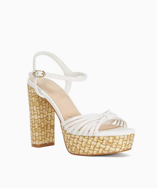 Minogue White - Raffia Platform Heels