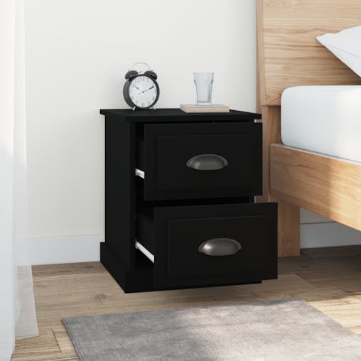 NNEVL Bedside Cabinets 2 pcs Black 39x39x47.5 cm Engineered Wood