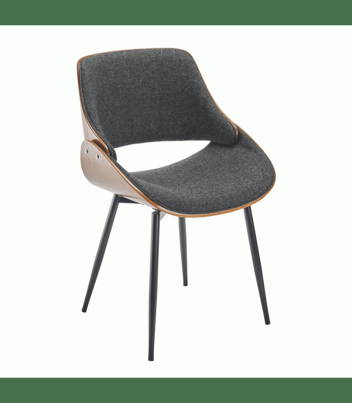 MANNIX - Chaise finition noyer avec assise en tissu gris