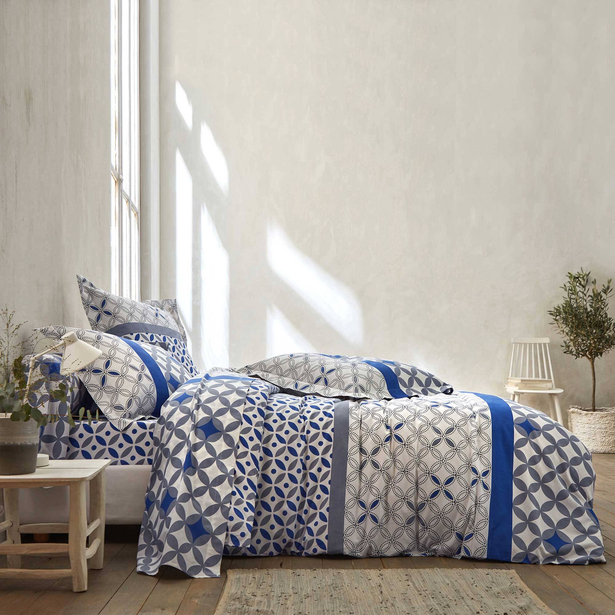 Linge de lit Marlow coton, imprimé géométrique