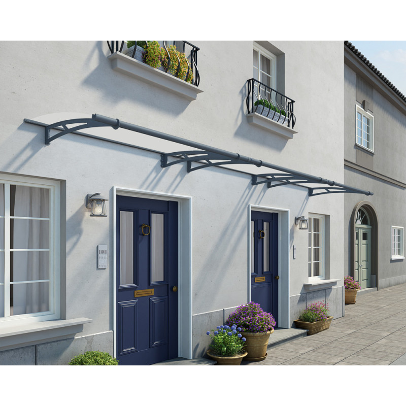 Marquise de porte Aquila gris foncé 453,5 x 91,5 cm CANOPIA
