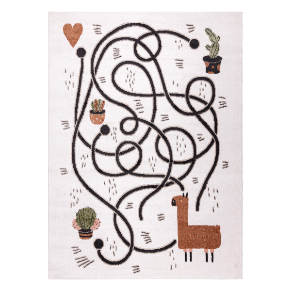 Dywan FUN Game dla dzieci, gra, lama krem 80x150 cm