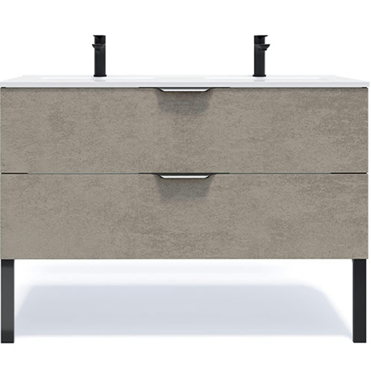 VENICE - Meuble salle de bain double vasque 120cm 2 tiroirs Béton